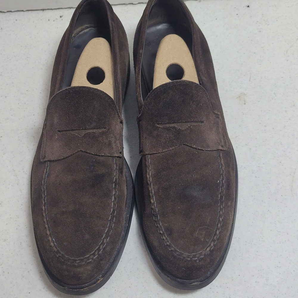 Tods Brown Suede Penny Loafers Mens Gommino Pebble Sole Slip On Shoes Italy
